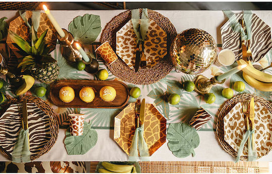 Table Runner Tropical Leaves & Flowers