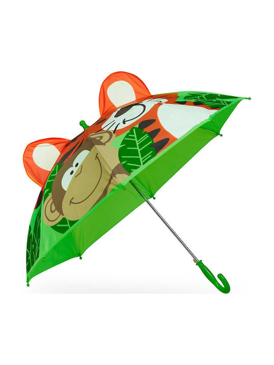 Relaxdays Kinderregenschirm Gebogener Handgriff Grün mit Durchmesser 67cm