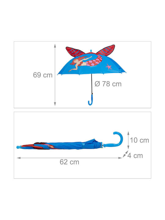 Relaxdays Umbrelă Pentru Copii Baston Albastră Cu Diametru 69cm