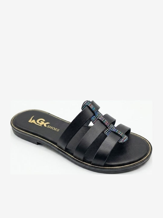 Leather Women's Flat Sandals Black
