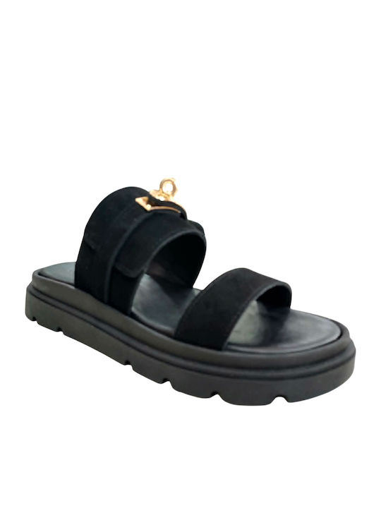 Deri Mädyche Flache Sandalen Für Damen Flatforms Schwarz