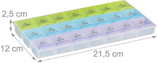 Relaxdays 7-day Pill Box 3 Compartments Each Transparent 2.5x12x21.5 Cm