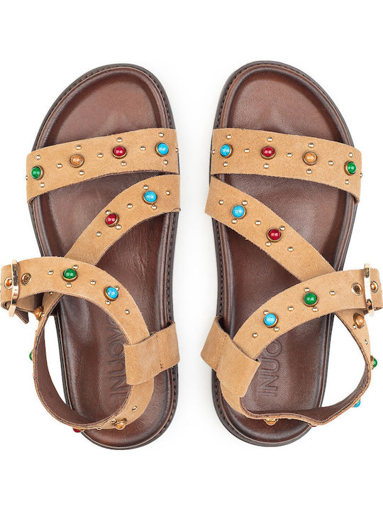 Damen Flache Sandalen Tabac Braun