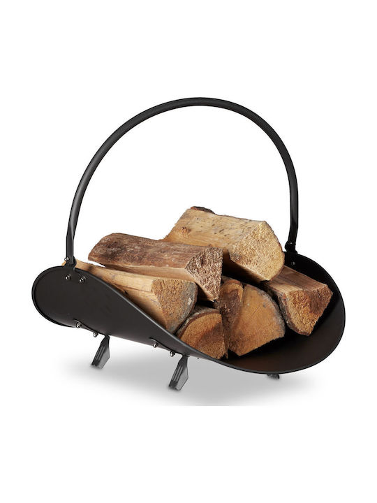 Relaxdays Metallisches Kaminholzregal Aufbewahrung 40x48x38cm Schwarz
