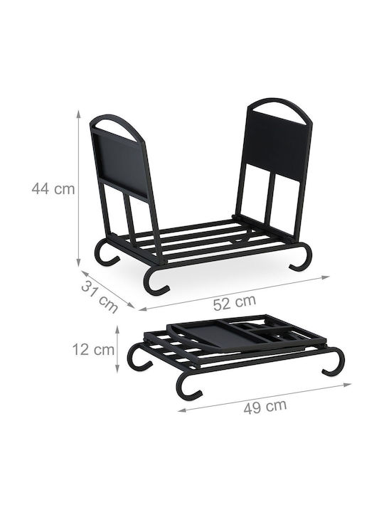 Relaxdays Coș Metalic De Depozitare Lemne 44x31x52cm Negru