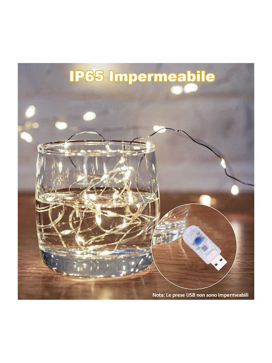 Λαμπάκια LED 5μ. Θερμό Λευκό USB σε Σειρά