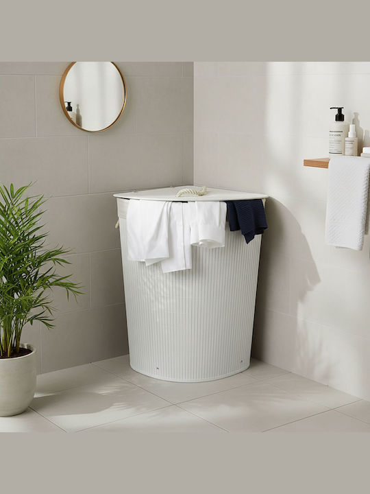 Relaxdays Καλάθι Απλύτων Bamboo 80lt 60x36x36cm Λευκό