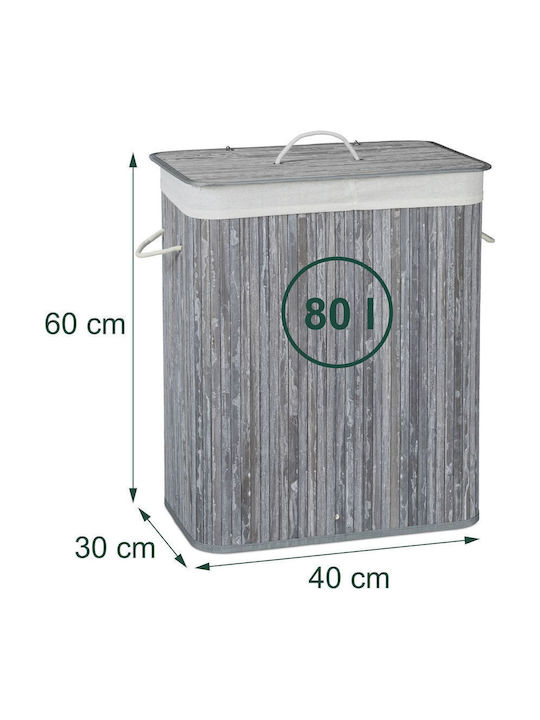 Relaxdays Coș de Rufe din Bambus 80l cu Capac Alb