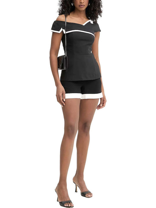 Women's Shorts Black-Ecru