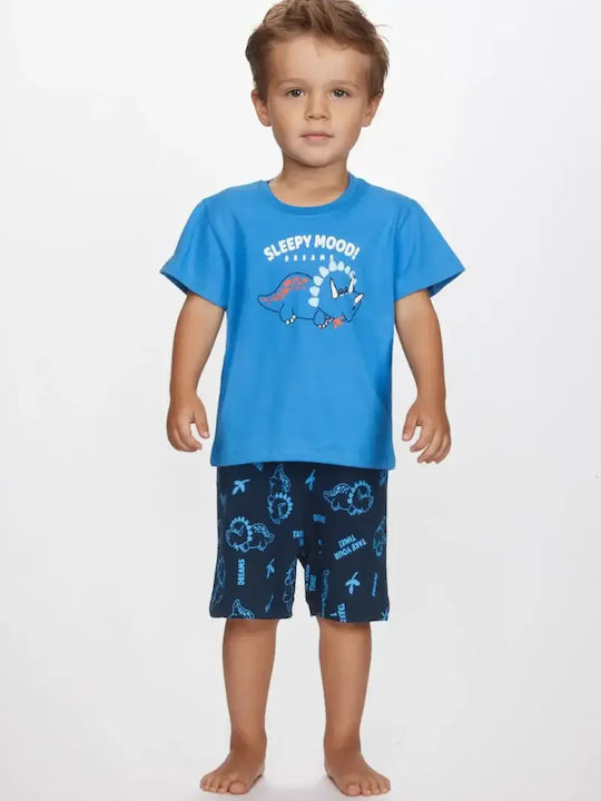 Dreams by Joyce Kids Summer Blue Pajama Set Dinos