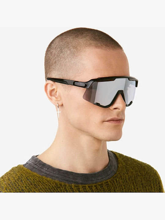 Hawkers Men's Sunglasses with Black Metallic Frame and Grey Lens