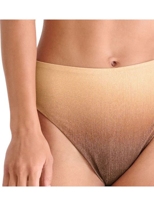 Slip Bikini Talie Înaltă Bej Maro