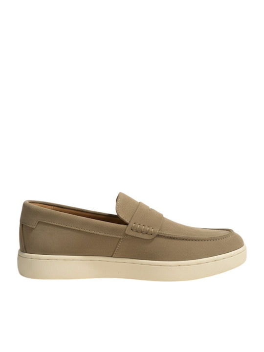 Suede Men's Loafers in Beige Colour