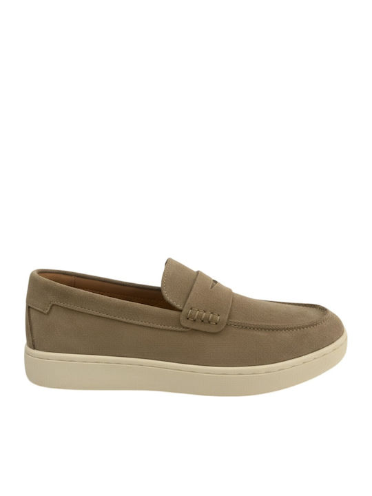 Suede Men's Loafers in Beige Colour