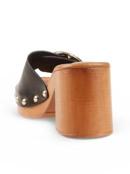 Mules With Heel In Black Colour