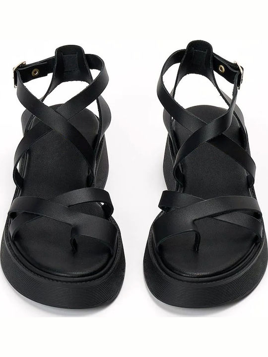 Flache Sandalen Für Damen Flatforms Schwarz