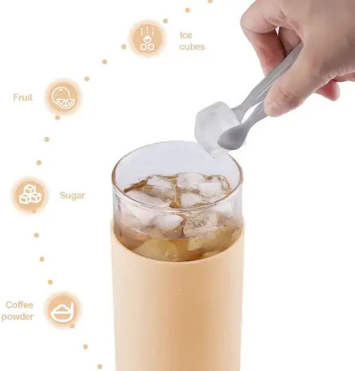 Pahar Pentru Apă Din Sticlă Negru Cu Pai 550ml