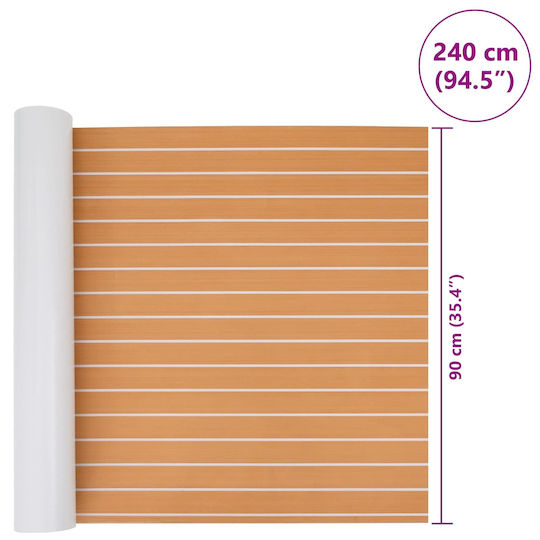 Mat Boat Striped Brown White 240 x 90 cm Eva 42046769 Brown