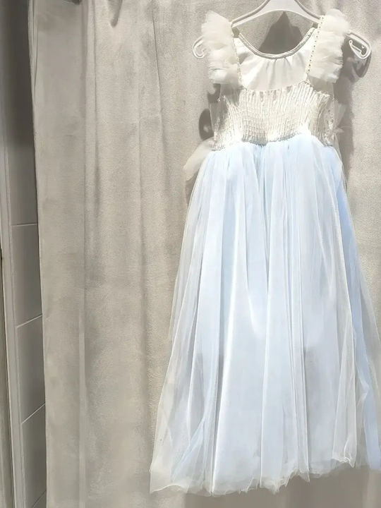 Kinderkleid Ärmelloses Tüll Für Blumenmädchen Hellblau