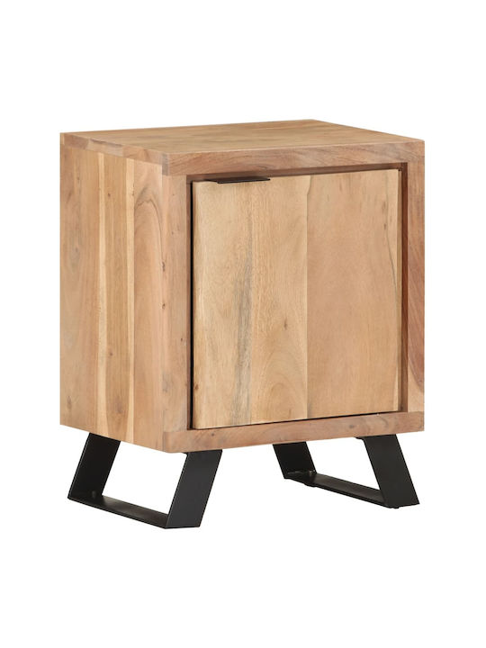 Nachttisch aus Holz mit Metallbeinen Beige 40x30x50cm