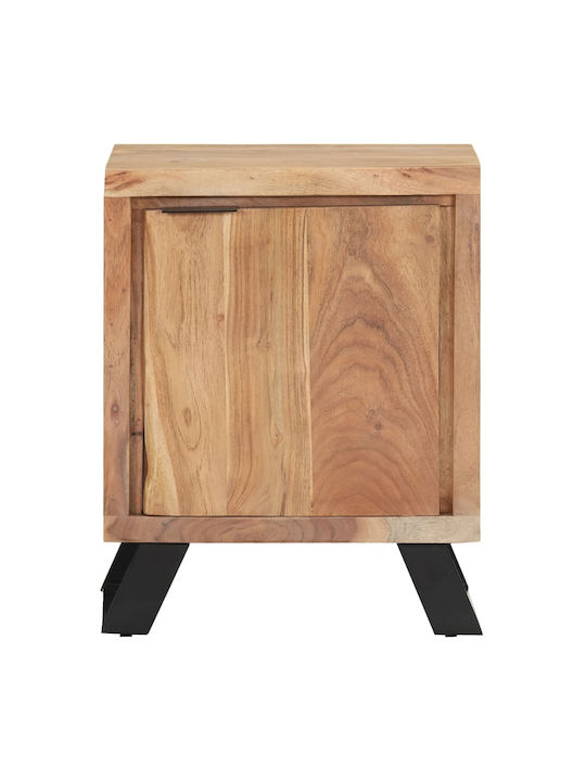 Nachttisch aus Holz mit Metallbeinen Beige 40x30x50cm