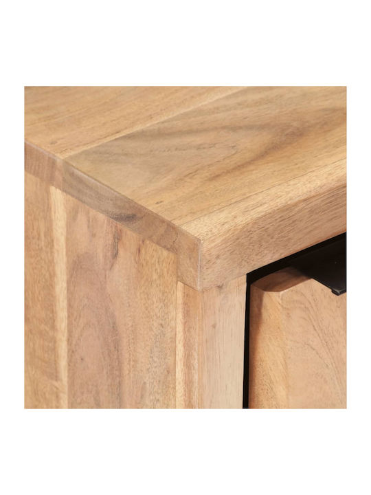 Nachttisch aus Holz mit Metallbeinen Beige 40x30x50cm