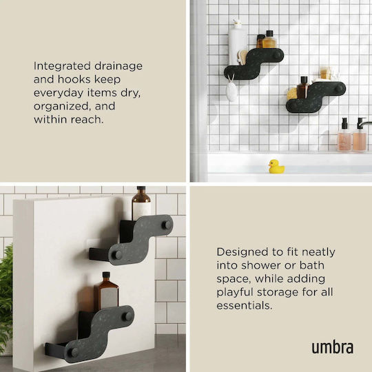 Umbra Wall Mounted Plastic Bathroom Shelf 30x15.9x10.2cm Black