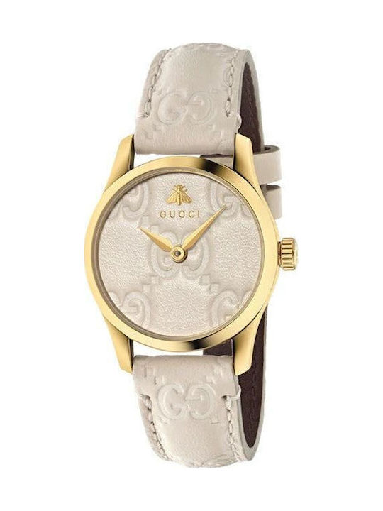 Gucci Damenuhr 27mm Batterie mit Beige Lederarmband