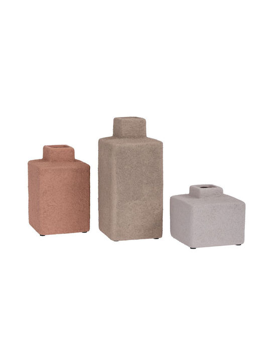 Set 3 Keramische Vasen Alte Farbtöne S:10x10cm M:16x10cm L:23x10cm Geschenkbox
