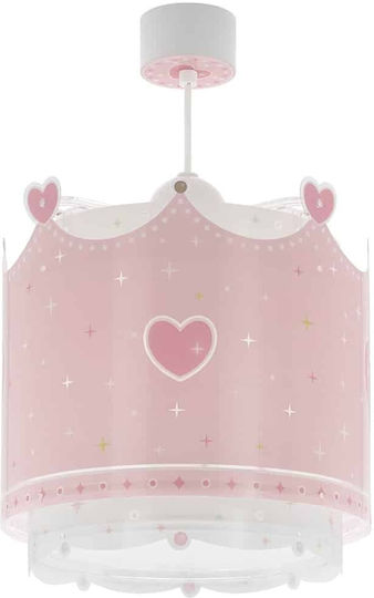Ango Little Queen Single-Light Kids Ceiling Pendant Light Made of Plastic 15W with E27 Socket Pink