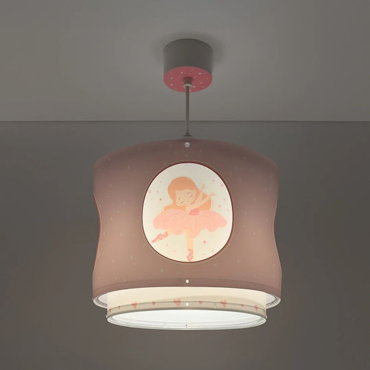Ango Dance Single-Light Kids Ceiling Pendant Light Made of Plastic 15W with E27 Socket Pink