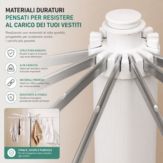 Bakaji Folding Vertical Clothes Drying Rack Tripod 112x58x170 cm 02002250