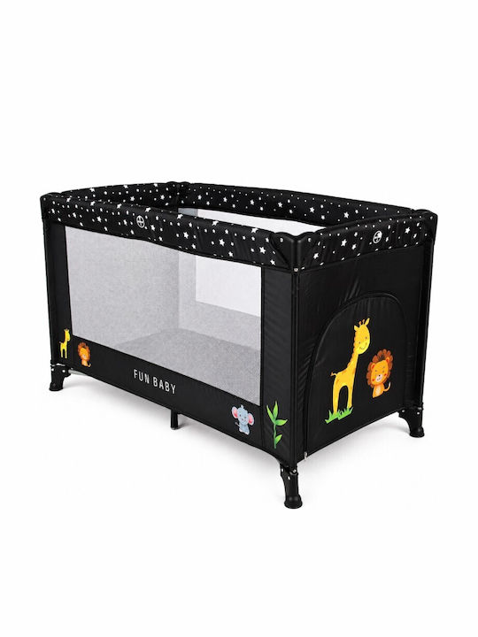 Fun Baby Playpen with Mattress Black 62x125cm