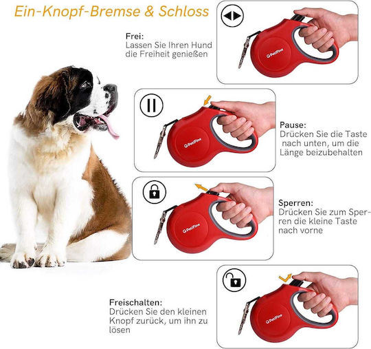 Klappbarer Hundeleinen und -führungen Riemen Tasche Beutel in Roter Farbe 5m bis 50kg