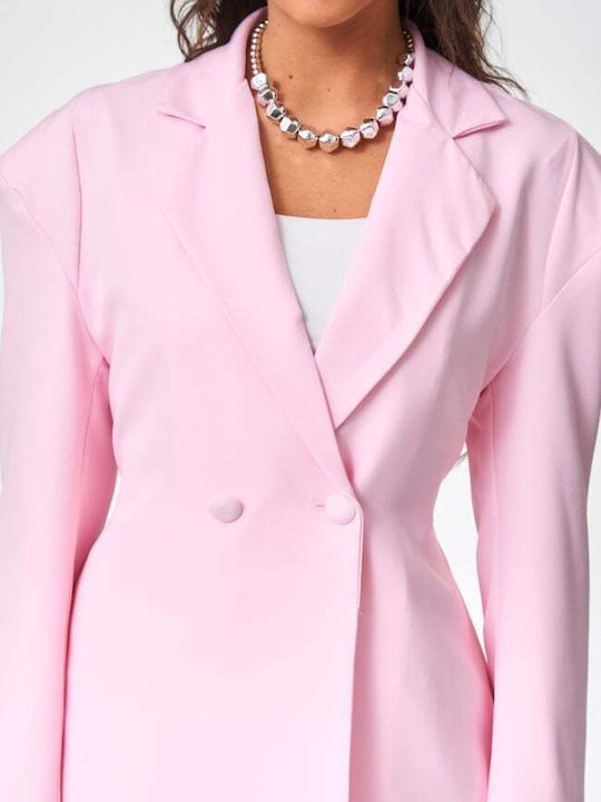 Decoro Damen Doppelreihiges Blazer Rosa