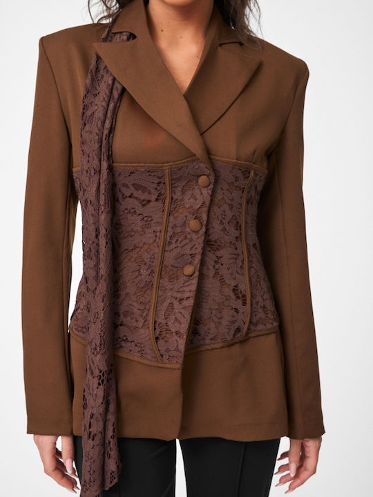 Decoro Blazer Für Damen Braune Dunkle Farbe