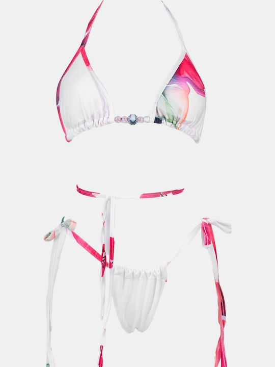 Set Bikini Set De Bikini Triunghi Și String Alb