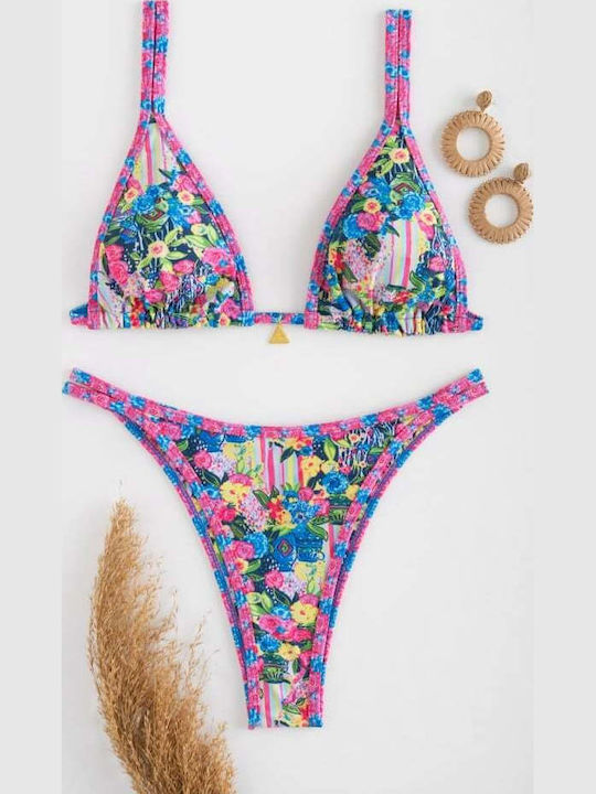 Set Bikini Τριγωνάκι Floral Ροζ