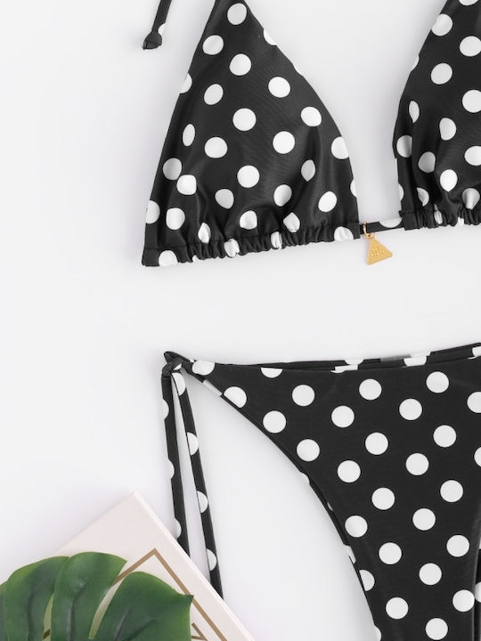 Set Bikini Triangle Polka Dot Black