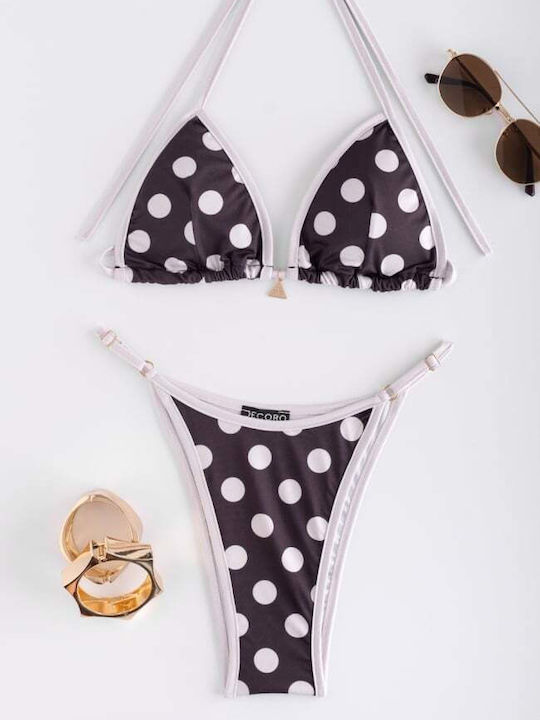 Set Bikini Dreieck Polka Dot Braun