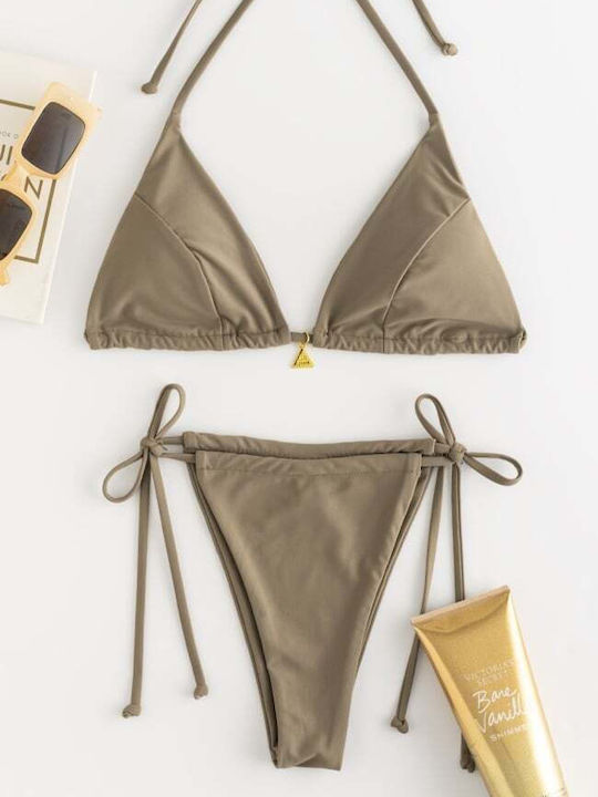 Set Bikini Dreieck Beiges Dunkel