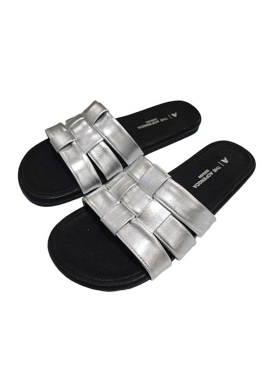 Damen Flache Sandalen Silber