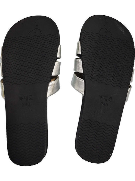 Damen Flache Sandalen Silber