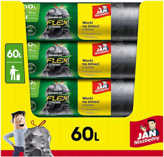 Jan Niezbędny Müllsäcke mit einem Fassungsvermögen von 60 lt 10 Stück Grau