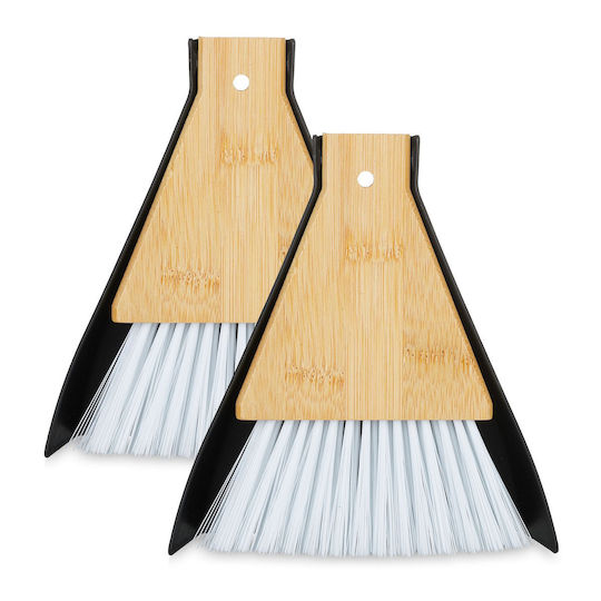 Relaxdays Mini Broom Dustpan Set White Black 16.5x4x15 Cm 2 Pieces