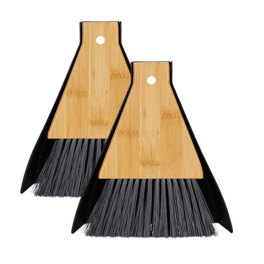 Relaxdays Mini Broom Dustpan Set Black Natural 16.5x15x4 Cm