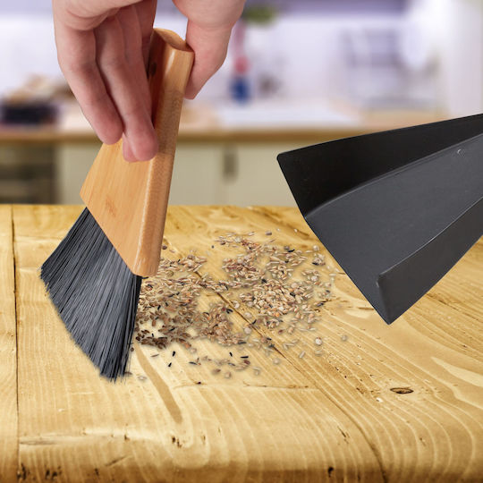 Relaxdays Mini Broom Dustpan Set Black Natural 16.5x15x4 Cm