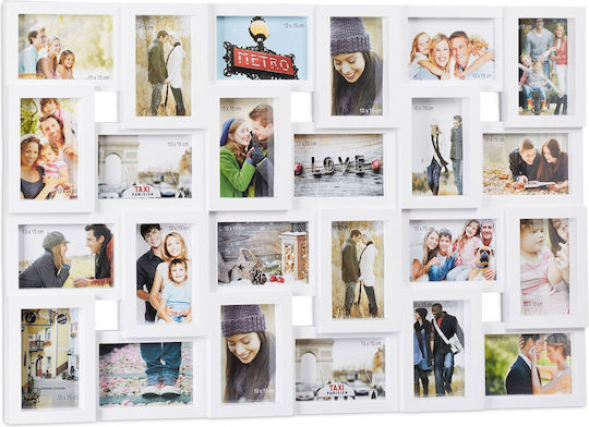 Relaxdays Wall-Mounted Multi 24 Photos Plastic Picture Frame With White Frame Relaxdays Wall-Mounted Multi 24 Photos Plastic Picture Frame With White Frame