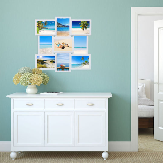Relaxdays Rama Foto Multi Montare Pe Perete 9 Fotografii Din Plastic Cu Ramă Albă (Personalizat)