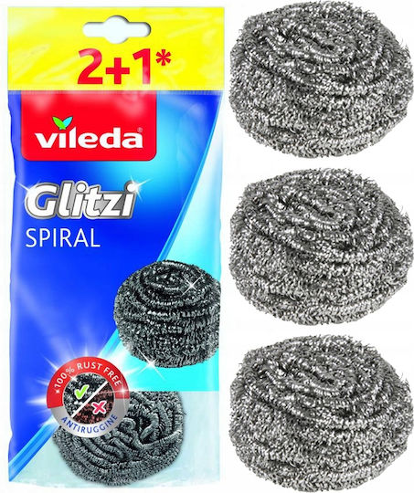 Vileda Glitzi Спираловидни Стоманени Гъби 3 Броя